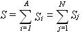 S = SUMATORIO (de i=1 a A, Si)= SUMATORIO (de j=1 a N, Sj)