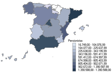 Distribuci&oacute;n de pensionistas por comunidades aut&oacute;nomas
