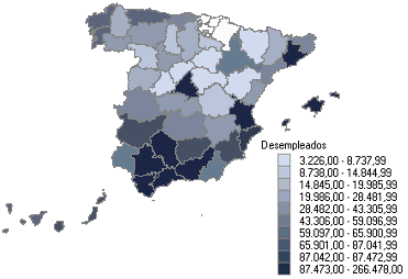 Distribuci&oacute;n de desempleados por provincias