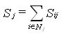 Sj = SUMATORIO (i perteneciente a N, Sij)