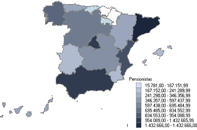 Distribuci&oacute;n de pensionistas por comunidades aut&oacute;nomas