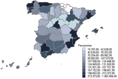 Distribuci&oacute;n de pensionistas por provincias