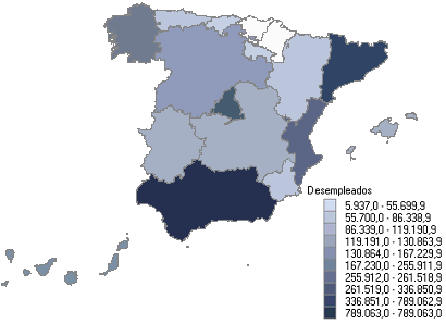 Distribuci&oacute;n de desempleados por comunidad aut&oacute;noma