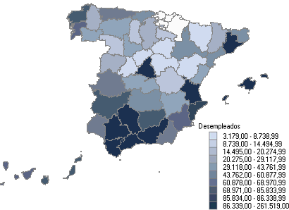 Distribuci&oacute;n de desempleados por provincias