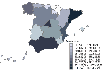 Distribuci&oacute;n de pensionistas por comunidades aut&oacute;nomas