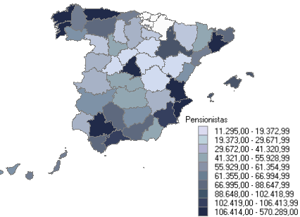 Distribuci&oacute;n de pensionistas por provincias