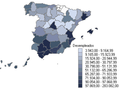 Distribuci&oacute;n de desempleados por provincias