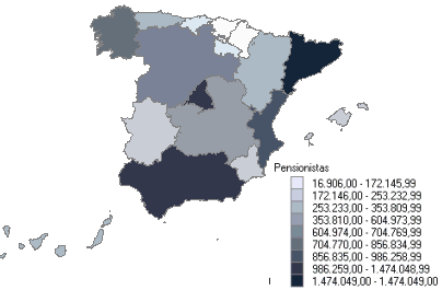 Distribuci&oacute;n de pensionistas por comunidades aut&oacute;nomas