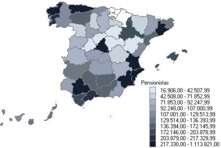 Distribuci&oacute;n de pensionistas por provincias