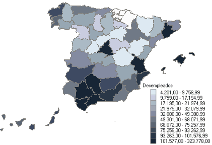 Distribuci&oacute;n de desempleados por provincias