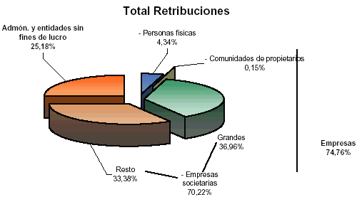 Distribuci&oacute;n del total de retribuciones en diagrama de tarta