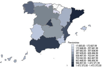 Distribuci&oacute;n de pensionistas por comunidades aut&oacute;nomas