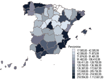 Distribuci&oacute;n de pensionistas por provincias