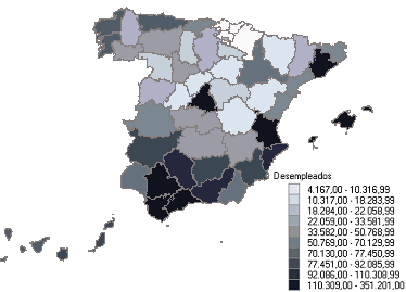 Distribuci&oacute;n de desempleados por provincias