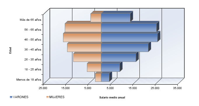 Pir&aacute;mide de poblaci&oacute;n con la distribuci&oacute;n del salario medio anual