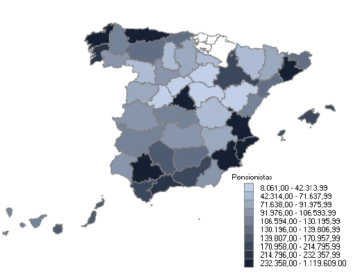 Distribuci&oacute;n de pensionistas por provincias