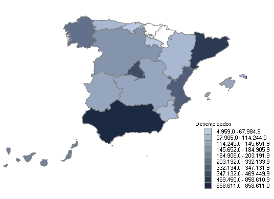 Distribuci&oacute;n de desempleados por comunidad aut&oacute;noma