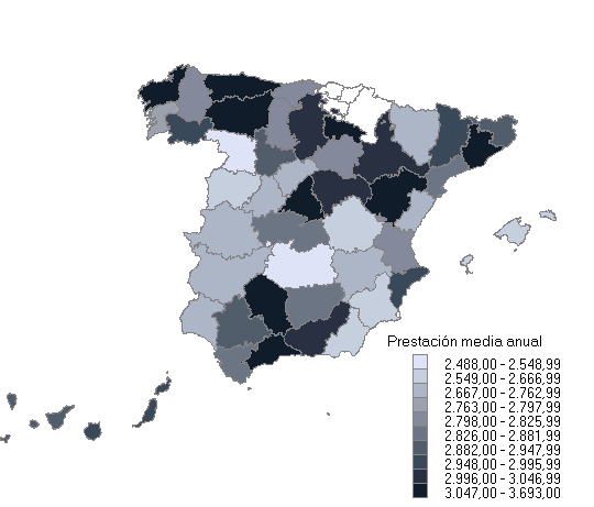 Distribución de la prestación media anual por provincias