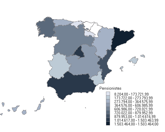 Distribución de pensionistas por Comunidad autónoma