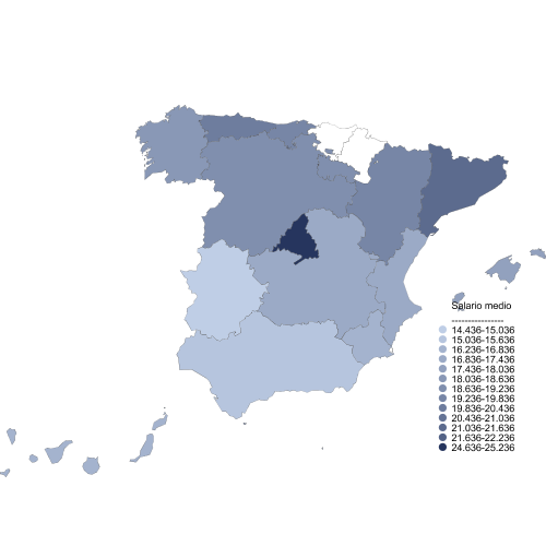 Distribuci&oacute;n de la pensi&oacute;n media anual por Provincias