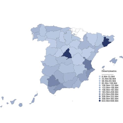 Distribuci&oacute;n de los desempleados por Provincias