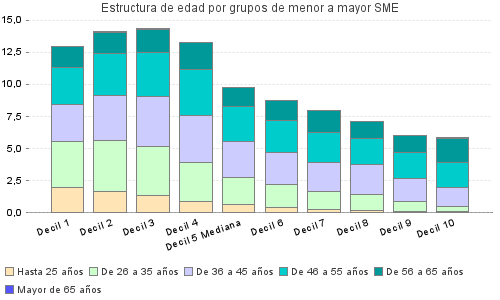 Estructura de edad por grupos de menor a mayor SME