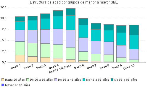 Estructura de edad por grupos de menor a mayor SME