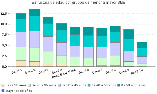 Estructura de edad por grupos de menor a mayor SME