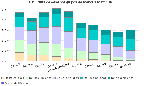 Estructura de edad por grupos de menor a mayor SME