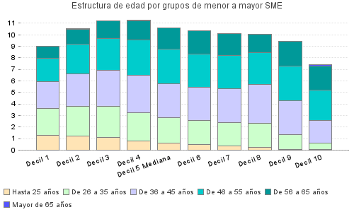 Estructura de edad por grupos de menor a mayor SME