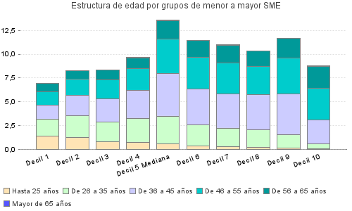 Estructura de edad por grupos de menor a mayor SME
