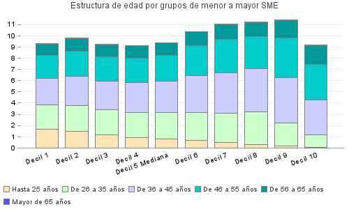 Estructura de edad por grupos de menor a mayor SME