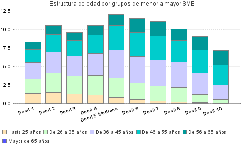 Estructura de edad por grupos de menor a mayor SME