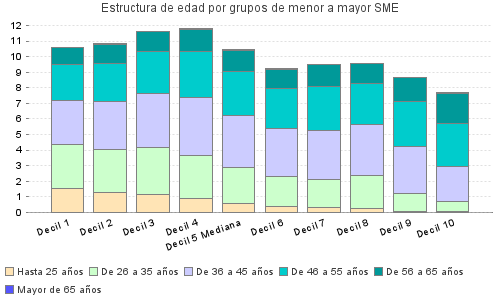 Estructura de edad por grupos de menor a mayor SME