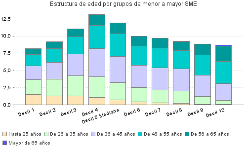 Estructura de edad por grupos de menor a mayor SME