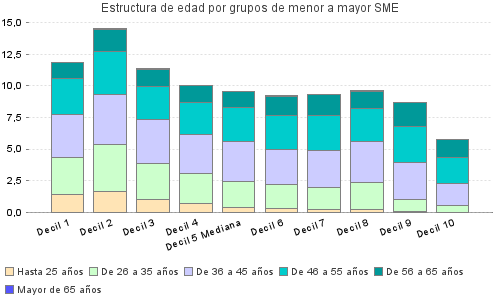 Estructura de edad por grupos de menor a mayor SME