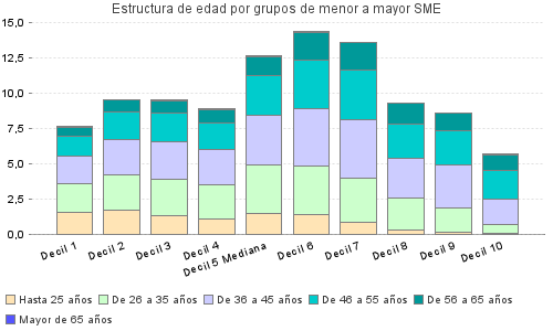 Estructura de edad por grupos de menor a mayor SME