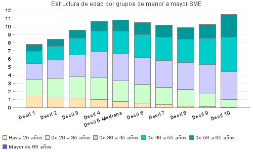 Estructura de edad por grupos de menor a mayor SME