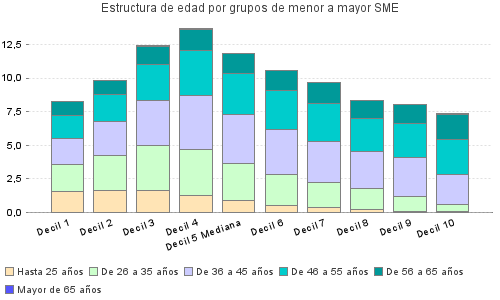 Estructura de edad por grupos de menor a mayor SME