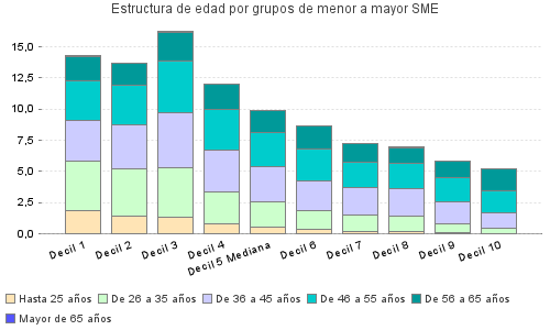 Estructura de edad por grupos de menor a mayor SME