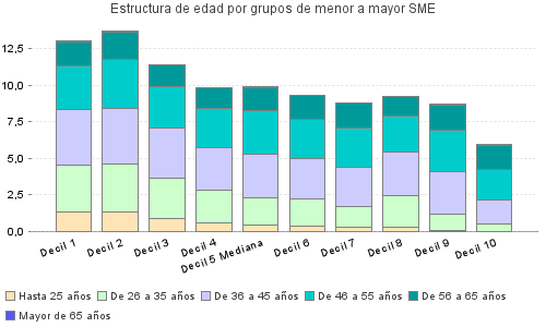 Estructura de edad por grupos de menor a mayor SME