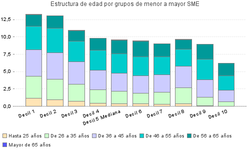 Estructura de edad por grupos de menor a mayor SME