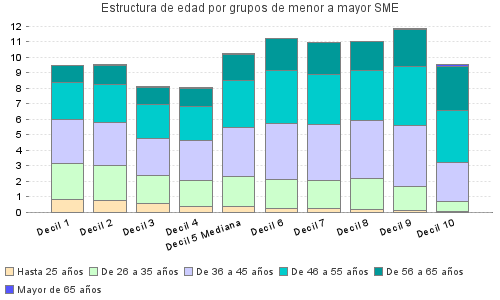 Estructura de edad por grupos de menor a mayor SME