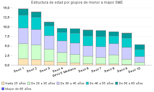 Estructura de edad por grupos de menor a mayor SME