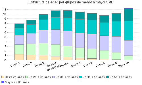 Estructura de edad por grupos de menor a mayor SME