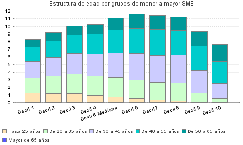 Estructura de edad por grupos de menor a mayor SME