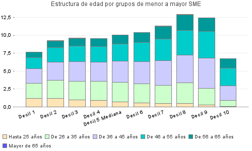 Estructura de edad por grupos de menor a mayor SME