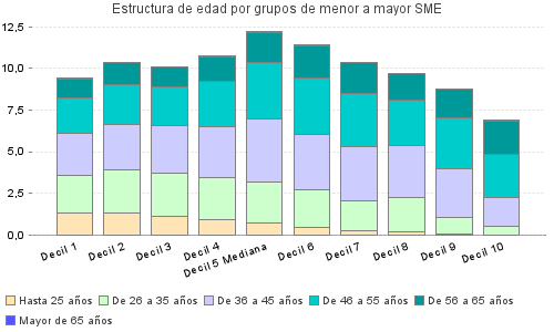 Estructura de edad por grupos de menor a mayor SME