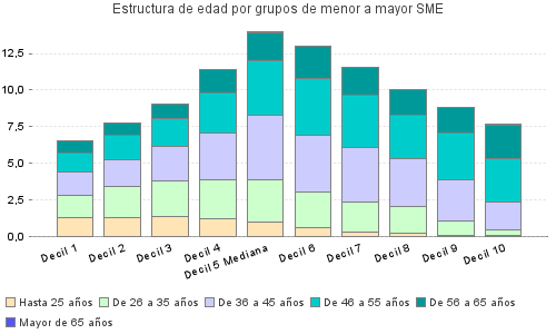 Estructura de edad por grupos de menor a mayor SME