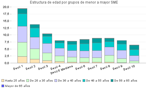 Estructura de edad por grupos de menor a mayor SME